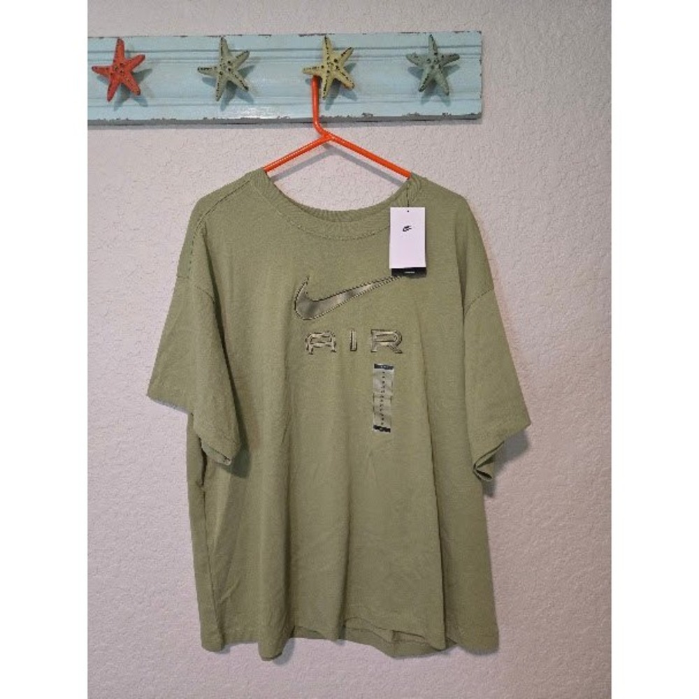 Nike Air Womens Oversized T-Shirt Oil Green Gold Swoosh DR8478-334 2X NWT